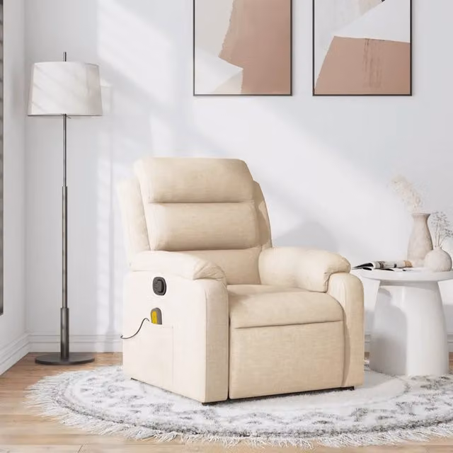Poltrona Reclinabile Relax vidaXL in Tessuto Beige con Braccioli e Reclinazione Manuale