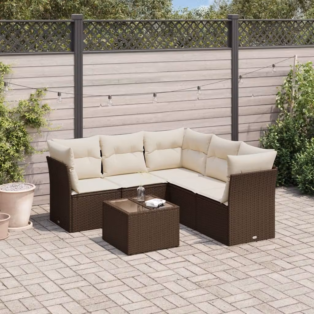 Maison Exclusive - Set Divano da Giardino 6 pz con Cuscini Marrone in Polyrattan