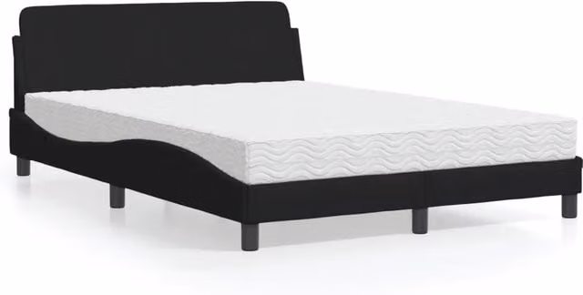 Letto con Materasso Dover vidaXL in Tessuto Nero L/P/H: 140 x 200 cm – 1