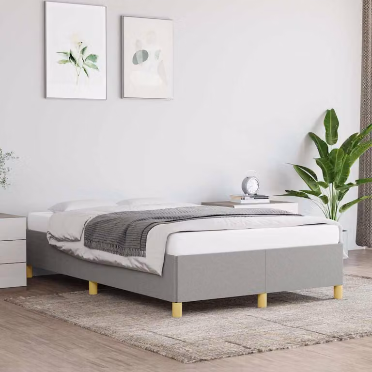 vidaXL Giroletto senza Materasso in Tessuto Grigio con Listelli in Legno L: 120 cm, P: 190 cm