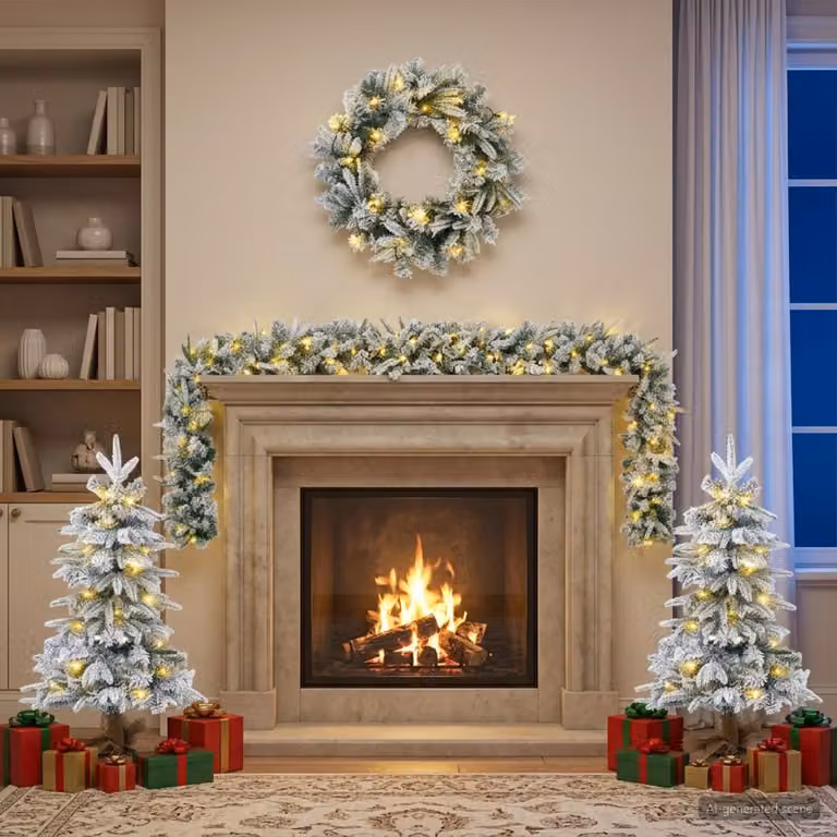 Set di mini albero di Natale, altezza 90 cm, 175 luci a luce calda, realizzato in PVC e PE