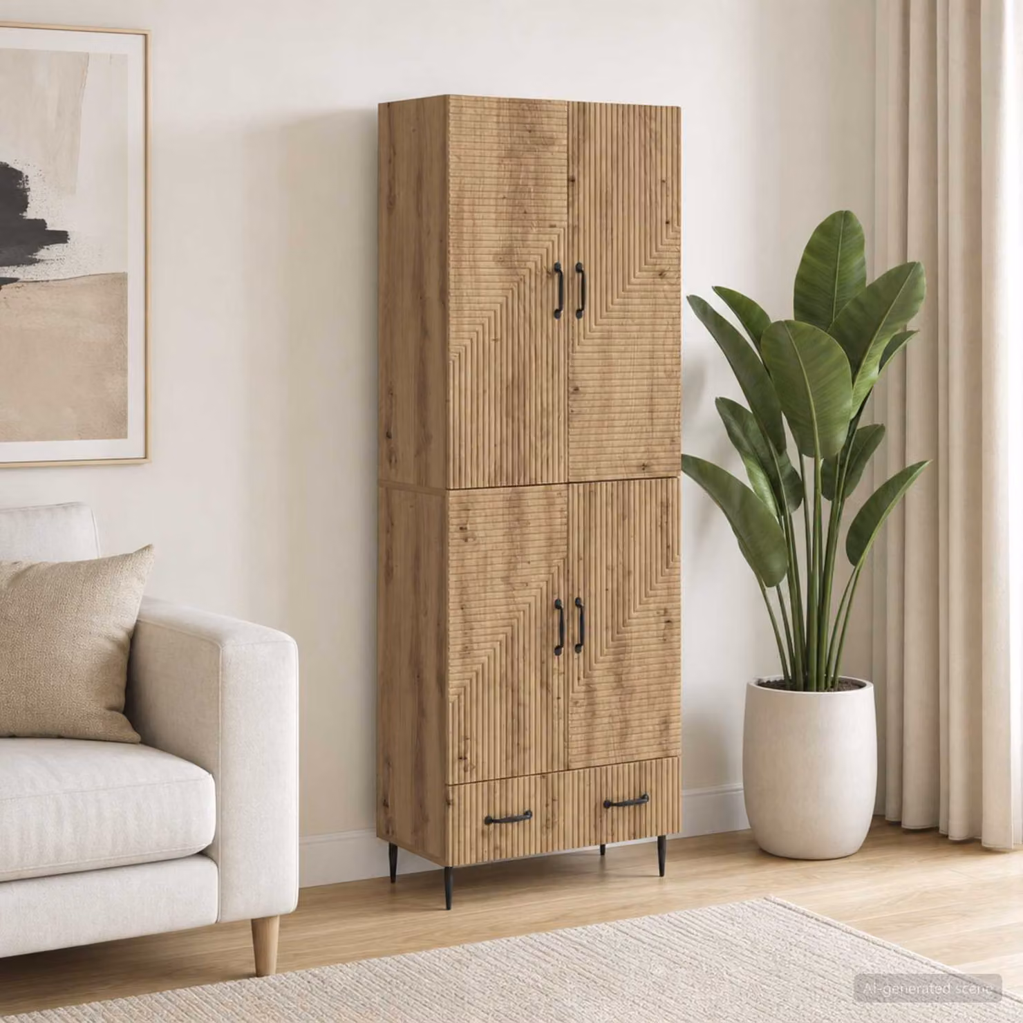 Set di 2 armadi moderni vidaXL in legno marrone con ante scorrevoli, ripiani e cassetti interni