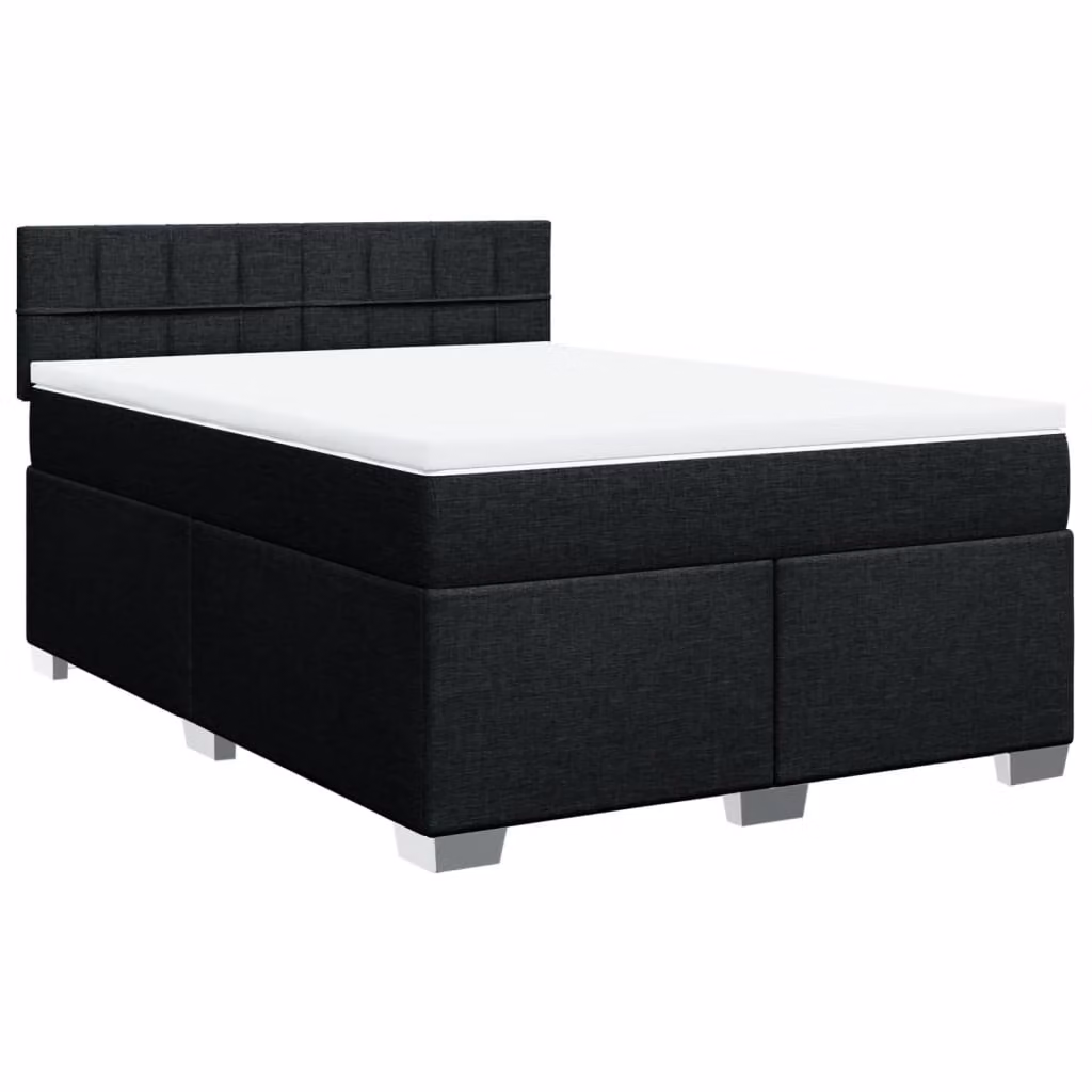 Giroletto a Molle con Materasso Nero 140x200 cm in Tessuto