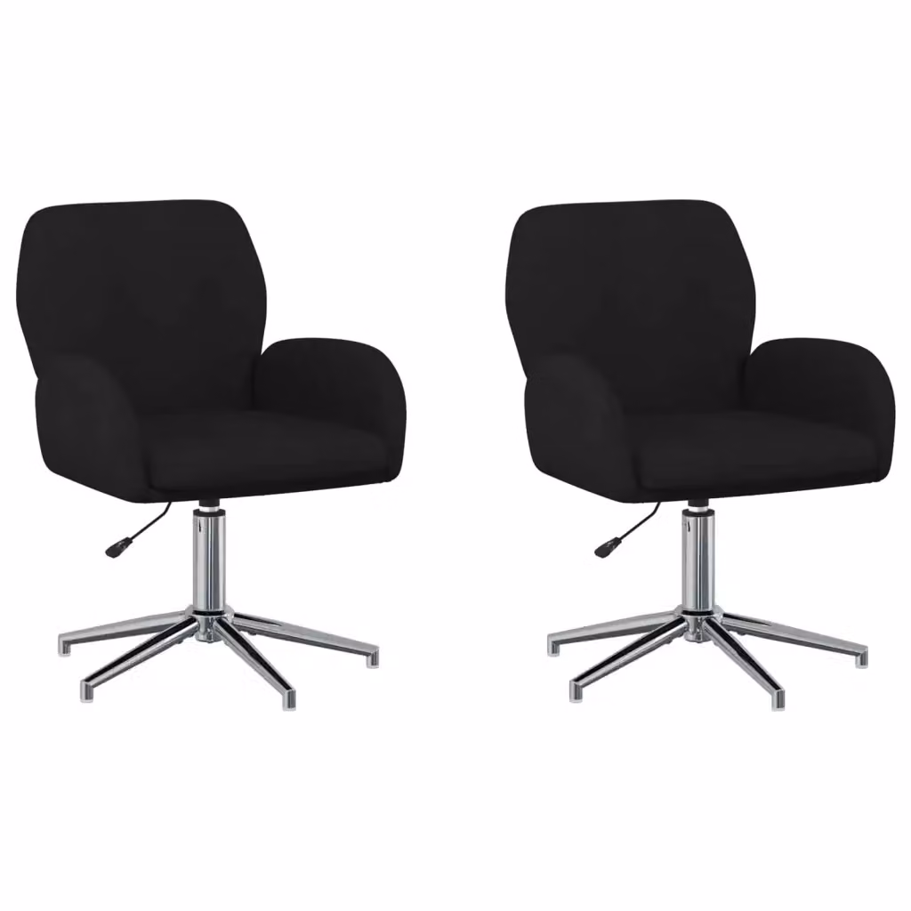 Set di 2 sedie da scrivania girevoli vidaXL in tessuto nero con braccioli L/P/H: 54 x 58 x 90 cm – 2