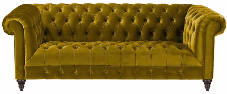 Gelbe Chesterfield Designer Wohnzimmer Modern Design Couchen Sofa Möbel Stoff