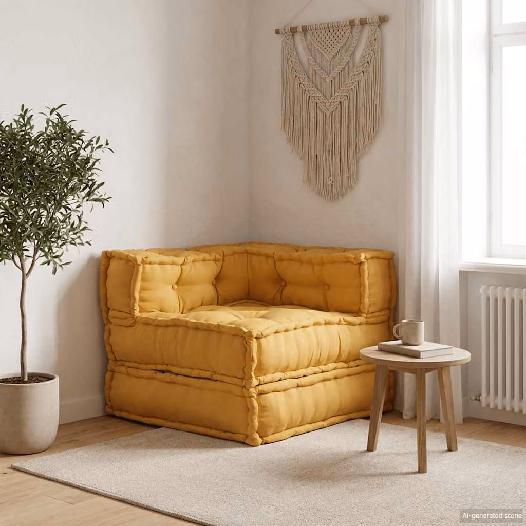 vidaXL Divano Componibile Moderno in Tessuto Giallo L/P/H: 70 x 70 x 54 cm
