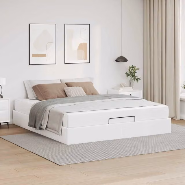 Set letto con struttura e materasso vidaXL in ecopelle bianca L/P: 160 x 200 cm – 1