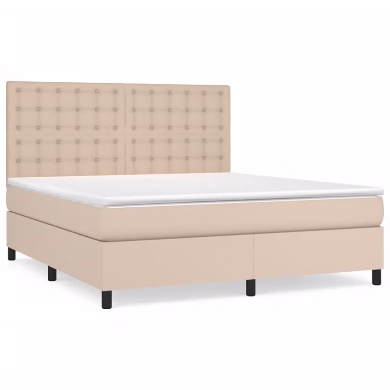 Materasso letto a molle cappuccino-marrone 180x200 cm in Pelle finta