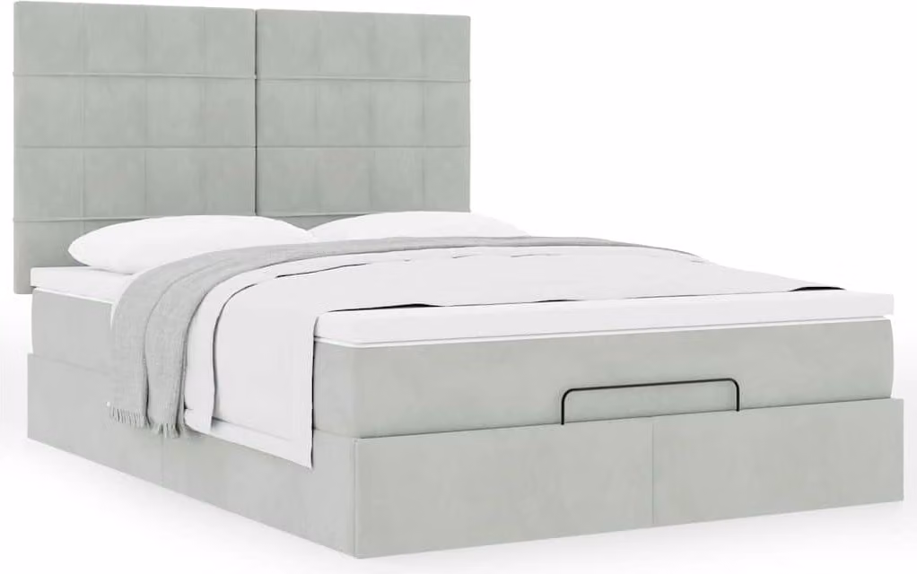 Struttura Letto Pouf con Materassi 140x200 cm in Velluto