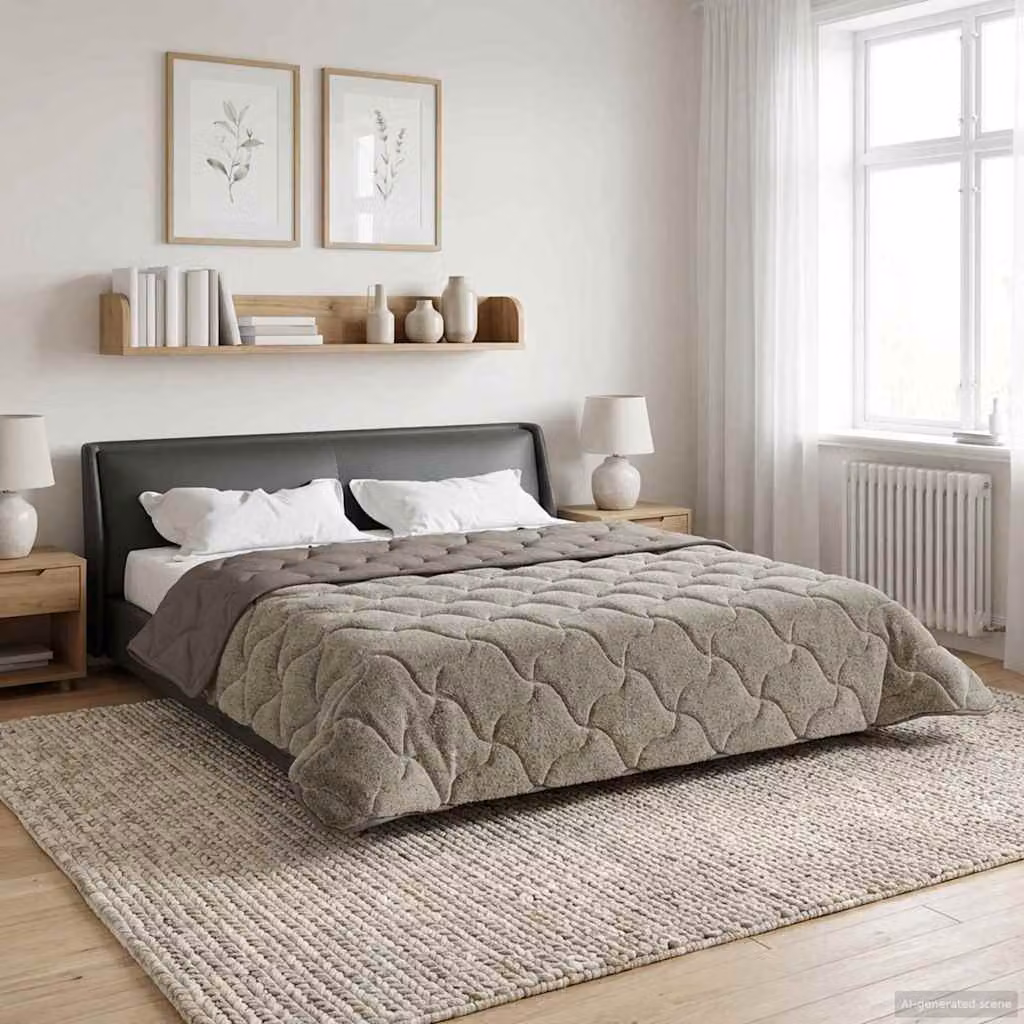 Piumone Completo Annuale Trapuntato vidaXL in Microfibra Reversibile e Traspirante, Grigio, 200 x 220 cm