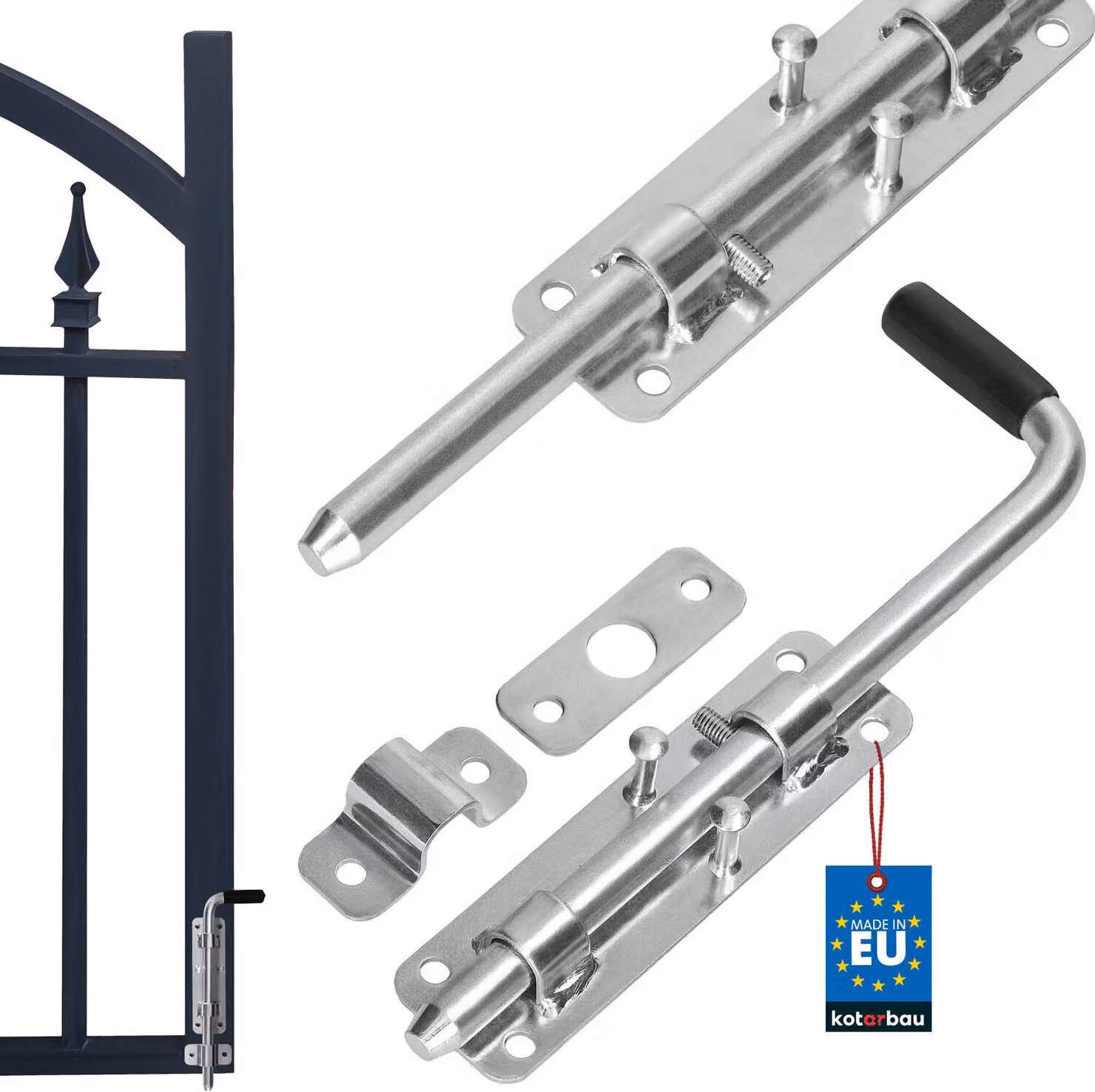 KOTARBAU® Chiavistello Per Porta Acciaio Zincato 22 cm Argento Catenaccio Robusto Per Cancelli Sicurezza Per Garage Catenaccio