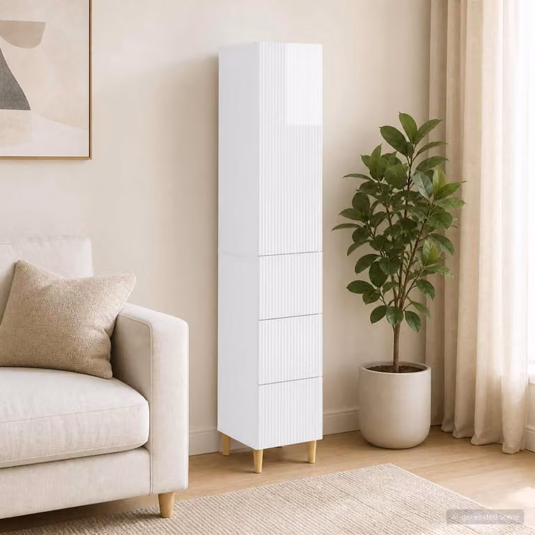 Set di 2 armadi da parete vidaXL in MDF bianco lucido con ante a battente e ripiani interni
