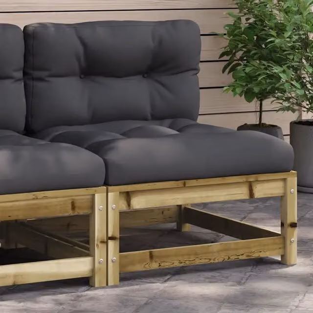 Divano da giardino vidaXL in legno di pino trattato con cuscini imbottiti color grigio antracite – 1