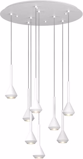 Lampadario Moderno Aygo Metallo Bianco 8 Luci Gu10