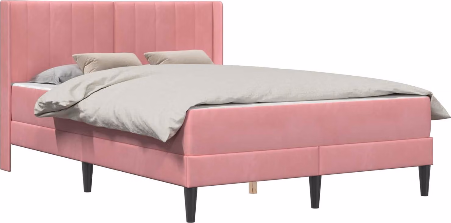 Struttura letto con materasso Rosa 160 x 200 cm Velluto