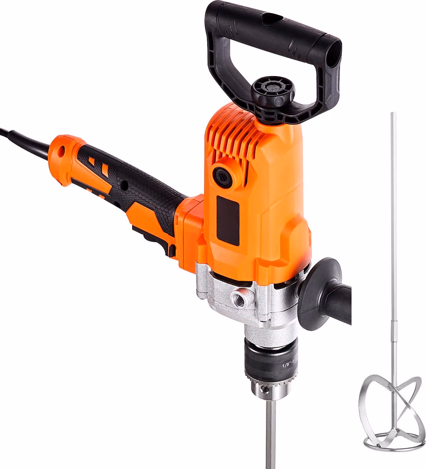 SucceBuy Trapano elettrico 15,89 mm 1200 W con set di miscelazione, 750 giri/min, 3,2 A, trapano miscelatore con impugnatura a D per forare e miscelare mandrino e cemento