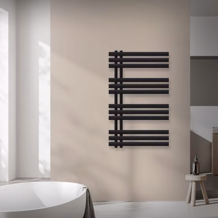 Radiatore da bagno LuxeBath Design, 600x1000 mm, nero, incl. set di montaggio, senza elemento riscaldante