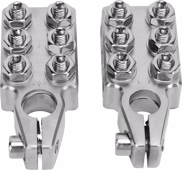 2 terminali a morsetto per batteria a 12 poli, blocco di distribuzione, barra collettrice, da 8 AWG a 4/0 (XL) AWG per SAE DIN EN, parte superiore conica