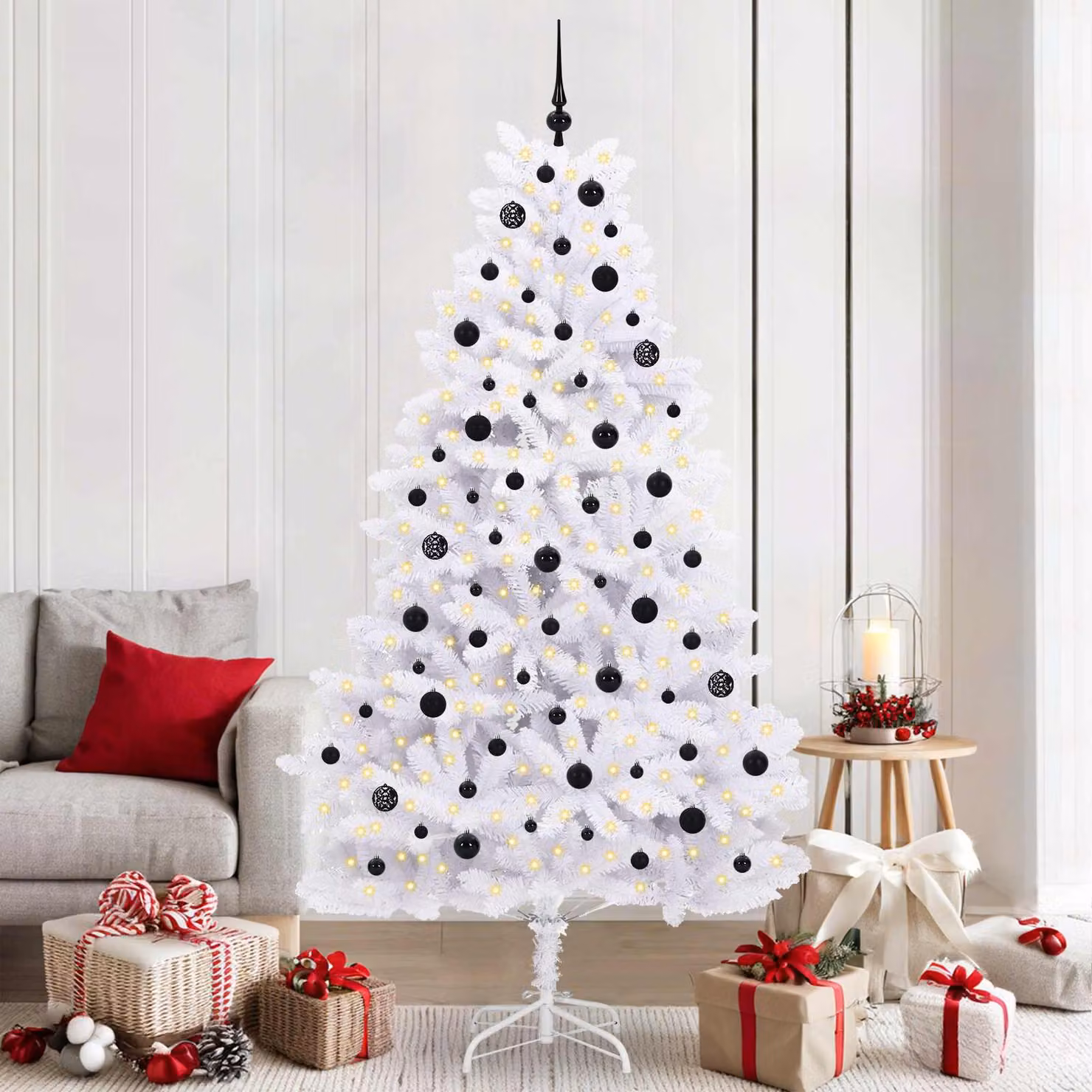 Maison Exclusive - Albero di Natale artificiale pieghevole, bianco, 210 cm, in PVC e acciaio