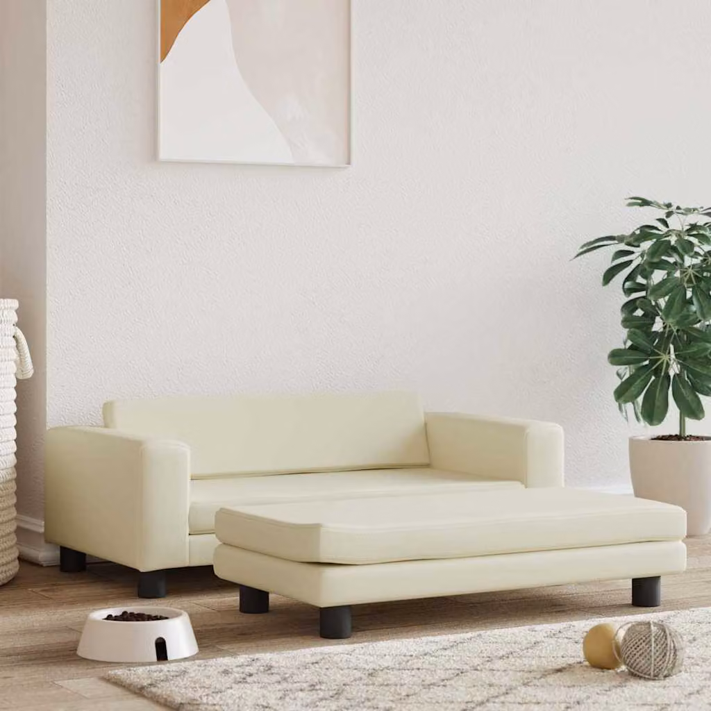vidaXL Lettino per Cani in Similpelle Beige L: 100 cm, P: 50 cm, H: 30 cm