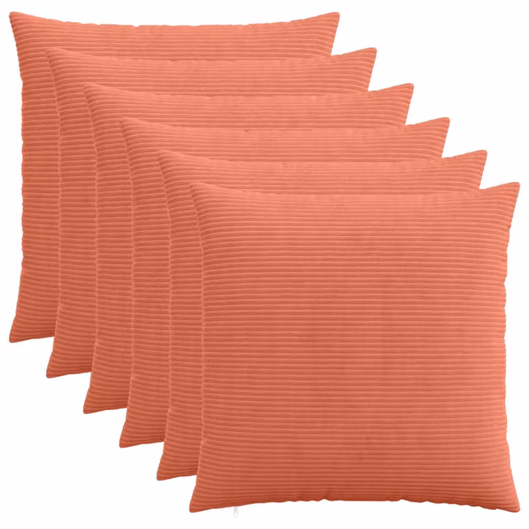Set di 6 federe vidaXL HEERLEN in velluto a coste, Rosso Arancio, 55 x 55 cm