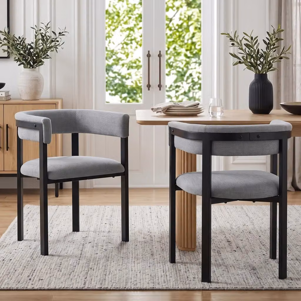 Set di 4 sedie da pranzo WISHDOR in tessuto grigio con struttura in metallo e design moderno – 2