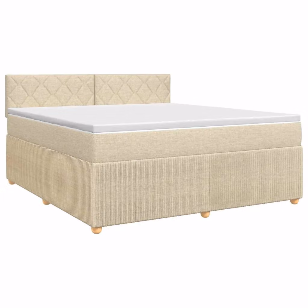 Letto box spring con materasso ibrido vidaXL in tessuto beige e bianco L/P: 180 x 200 cm – 2