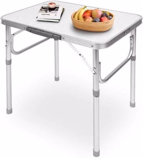 Tavolino compatto da campeggio e da giardino - Leggero e regolabile - Ideale per picnic e feste in giardino - 45 x 60 cm.