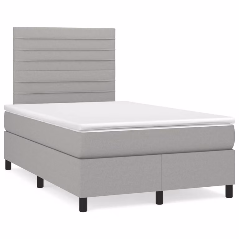 vidaXL Giroletto a Molle con Materasso Ibrido in Tessuto Grigio e Bianco L/P/H: 120 x 200 cm