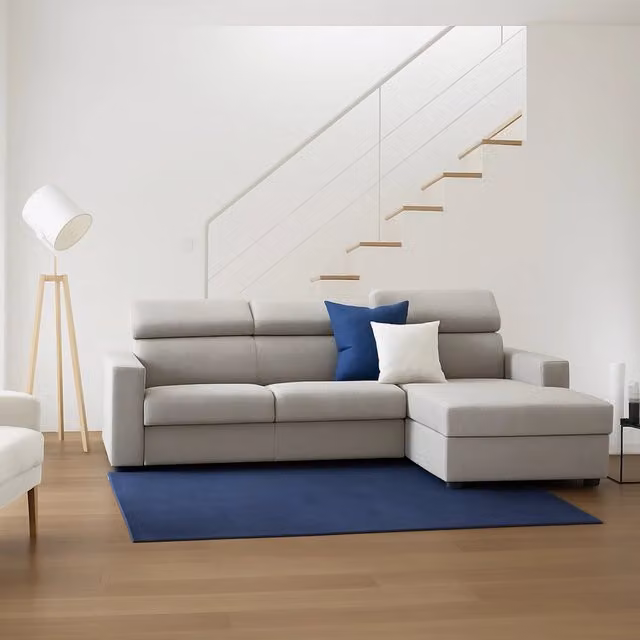 Divano ad angolo Ameno TALAMO ITALIA con penisola contenitore destra, tessuto beige, L: 280 cm, P: 95 cm, H: 85 cm