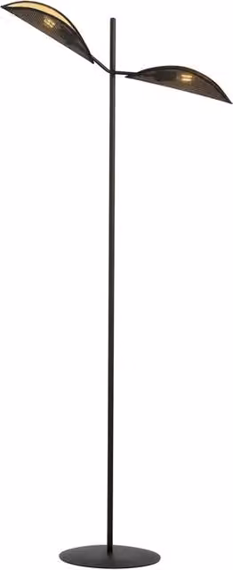 Piantana Moderno Eridano Acciaio Nero Oro 2 Luci E14 Ip20
