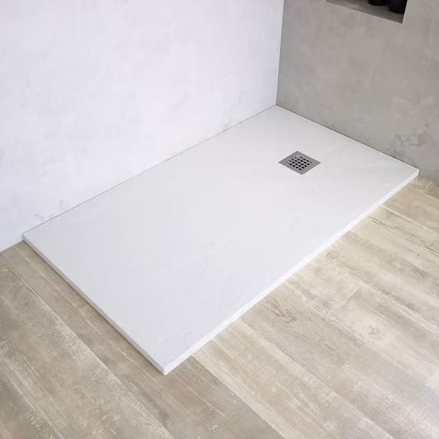Piatto doccia rettangolare 80x180 cm in marmoresina bianco effetto pietra h3 cm | Milos