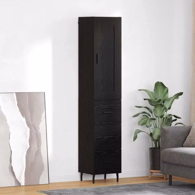 Credenza Rovere Nero 34,5 x 34 x 180 cm Legno ingegnerizzato 3416234
