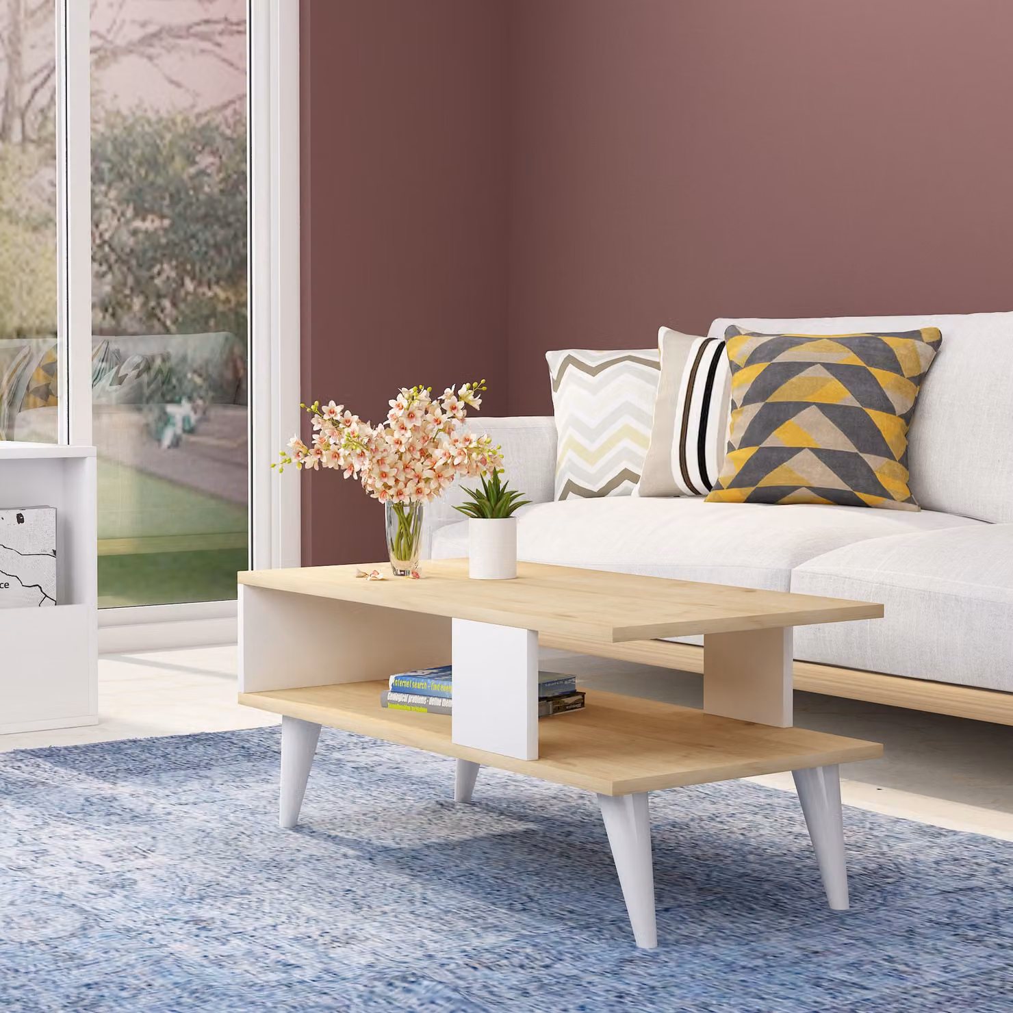 Skye Decor, Ayca - Sapphire, Bianco, tavolino, sapphire, 100 % MELAMINE COATED SLIPBOARD, 90 x 45 x 40 cm