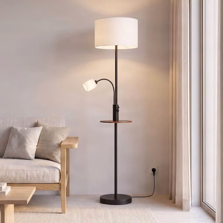 Lampada da terra Aovan Lindby, Nero, Soggiorno / Sala da pranzo, Metallo, Moderno, Lampada da terra