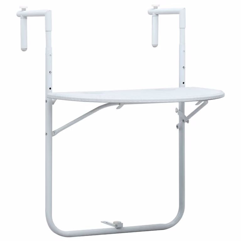 The Living Store Balcony Hanging Table White 60 x 64 x 83,5 cm in plastica effetto rattan