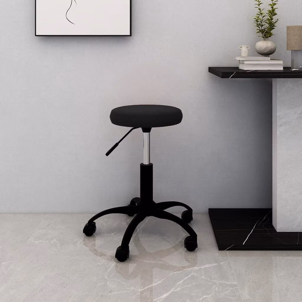 Sedia da ufficio girevole vidaXL in velluto nero con base in metallo e ruote