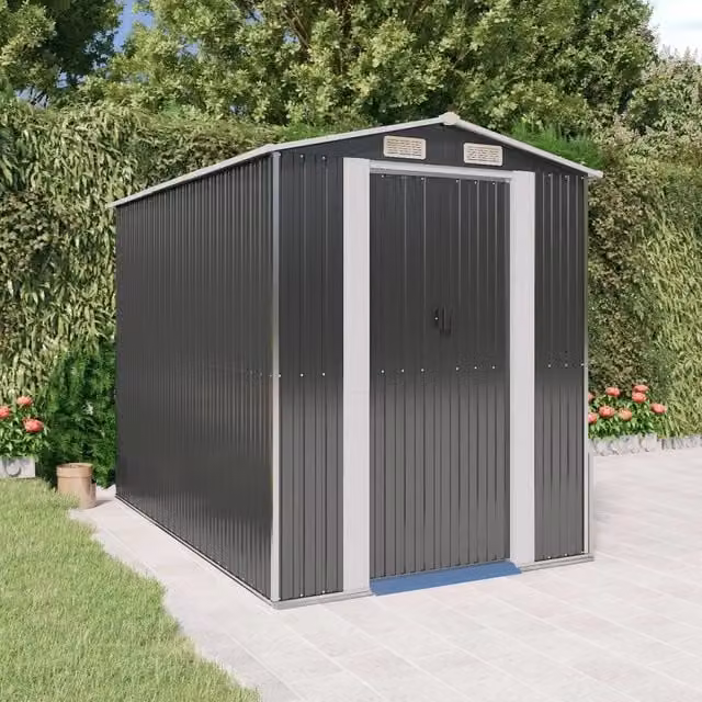 Capanno da giardino Videx in acciaio zincato antracite con porta scorrevole L: 274 cm, P: 192 cm, H: 223 cm – 1
