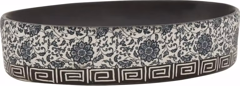 Lavabo da Appoggio Nero e Blu Ovale 56,5x36,5x13,5 cm Vetroceramica