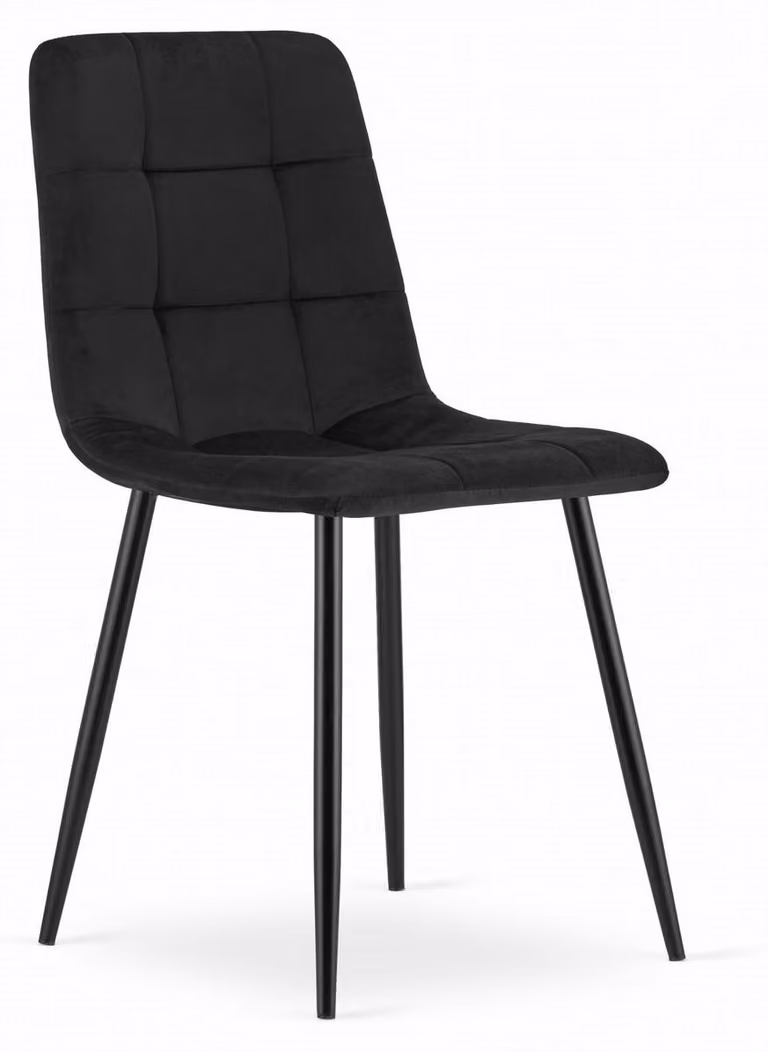 Sedia Kara in velluto nero e metallo