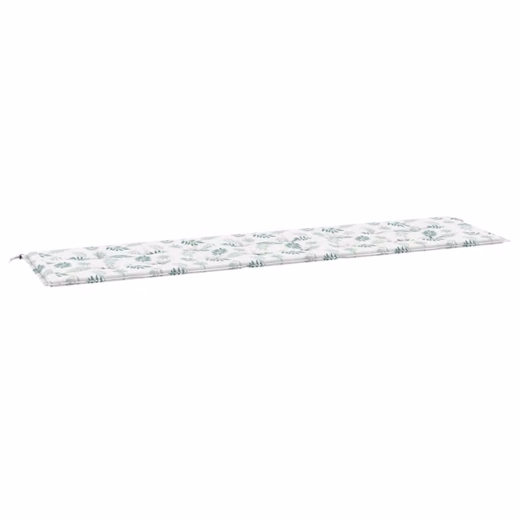 Cuscino Panca da Giardino Motivo a Foglie 200x50x4 cm Tessuto