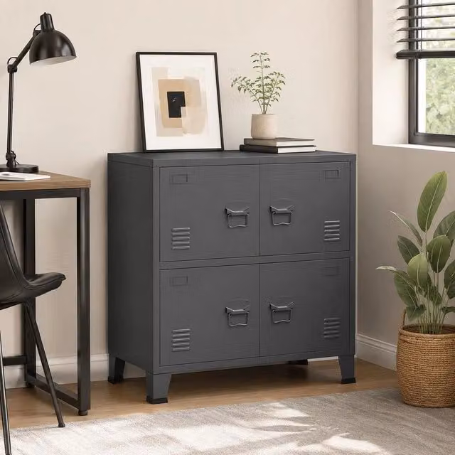 Storage Chest, Industrial Style, Anthracite, 75x40x80 Cm, Steel
