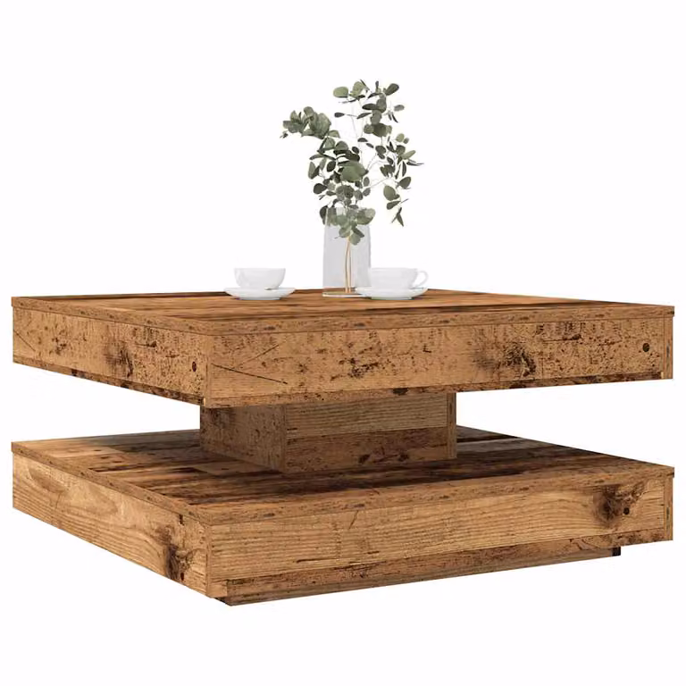 vidaXL Tavolino da Caffè Girevole a 360 Gradi Colore Antico L/P/H: 70 x 70 x 34,5 cm