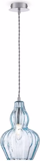 Lampada sospesa Maytoni Eustoma in vetro blu e cromo, regolabile in altezza, attacco E14, Ø 16 cm