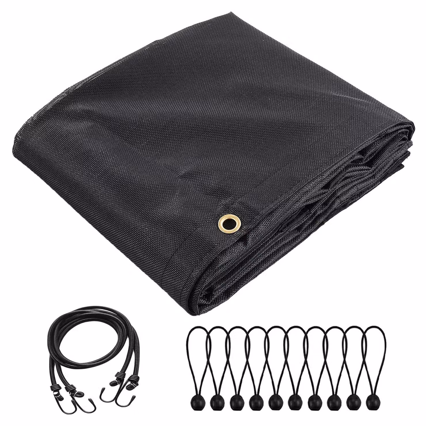 Telo in rete per autocarri/rimorchi ribaltabili - Telo di copertura per autocarri ribaltabili - Rete in PVC - Per carichi pesanti - Occhielli in ottone - 7x20 ft (2,13x6,10 m) - Nero - Per sistemi manuali/elettrici