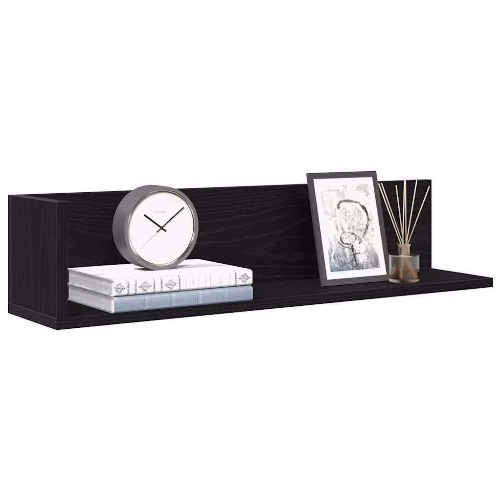 Set di 2 mensole da parete vidaXL nere in MDF con pannello posteriore L 75 x P 16,5 x H 16,5 cm