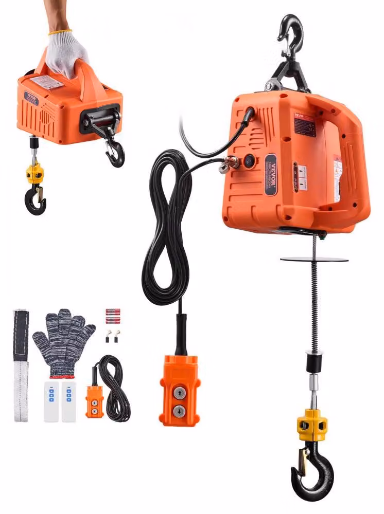 Verricello elettrico da 700 kg - motore da 1500 W - altezza di sollevamento di 7,6 metri