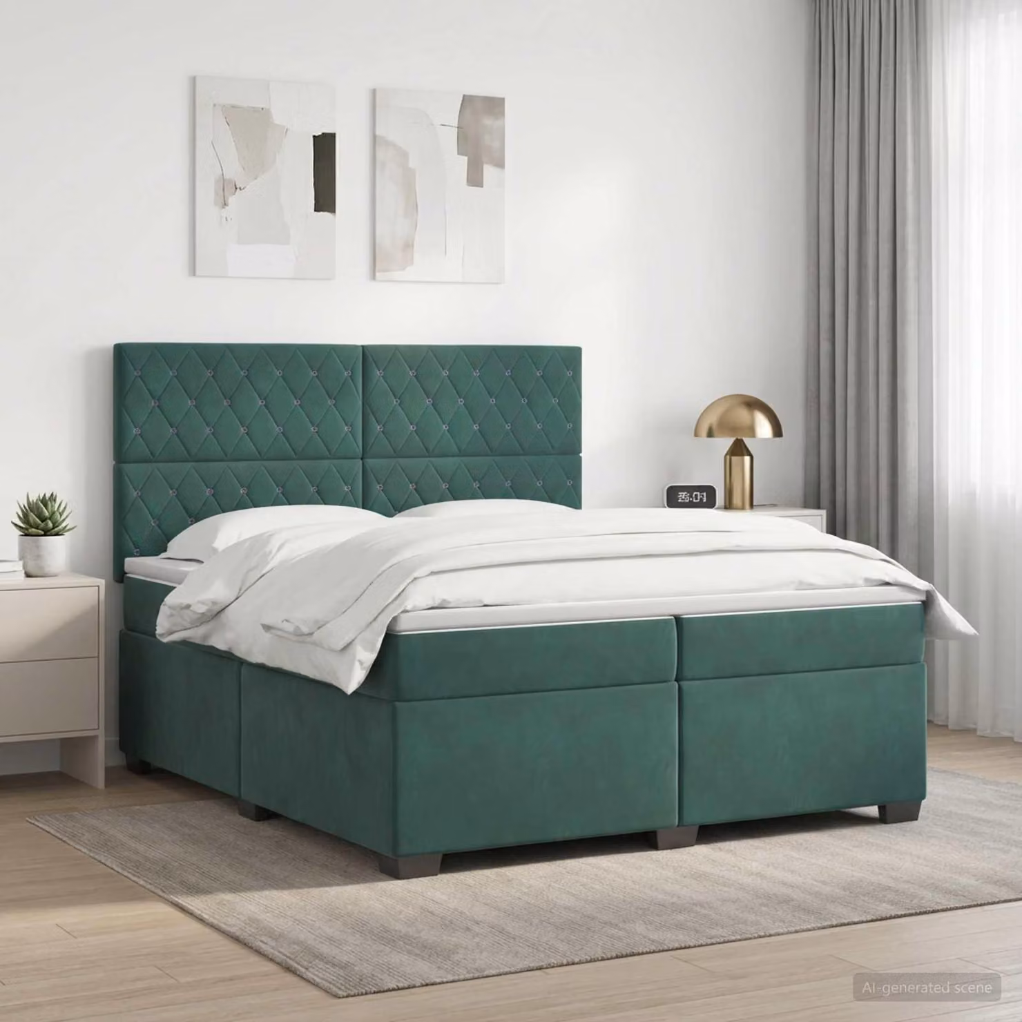 Maison Exclusive - Letto boxspring con materasso verde scuro 200 x 200 cm in velluto