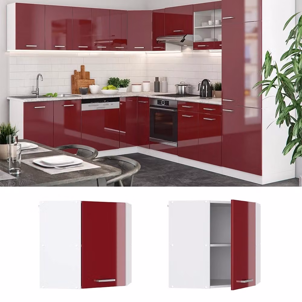 Mobile angolare da cucina Vicco R-Line Rosso lucido e Bianco L: 57 cm, P: 31 cm, H: 60 cm – 2