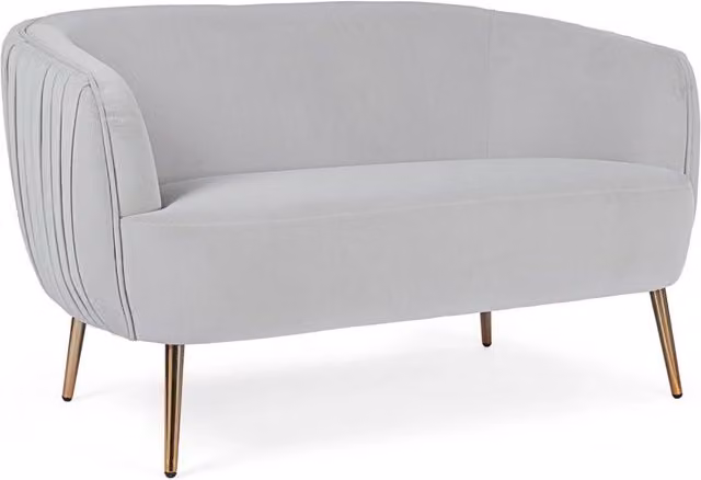 Divano in Velluto Grigio Stile Cozy Shabby Chic Elegante Gambe Oro Linsay